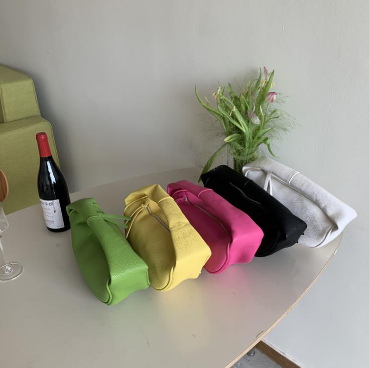 

Female Korean Dumpling Bag Spring And Summer Litchi Pattern Soft Leather Portable Shoulder Armpit Simple Light Casual Bags, Pink