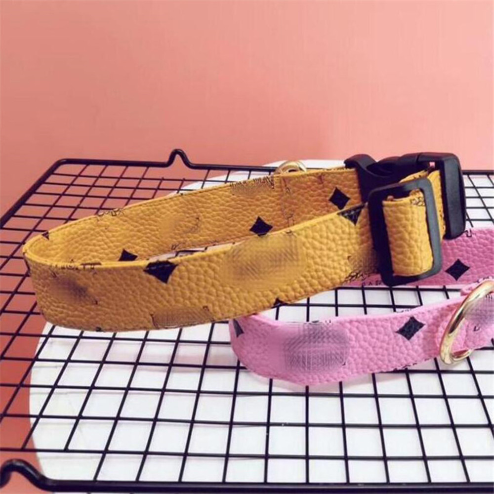 

Printed Classic Pet Letter Collars Spring Fall Latest Designer Schnauzer Leashes Outdoor Luxury PU Bulldog Collars Leashes