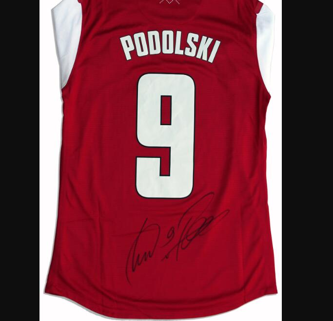 

Podolski new Signed Autograph Autographed auto jersey shirts, Black