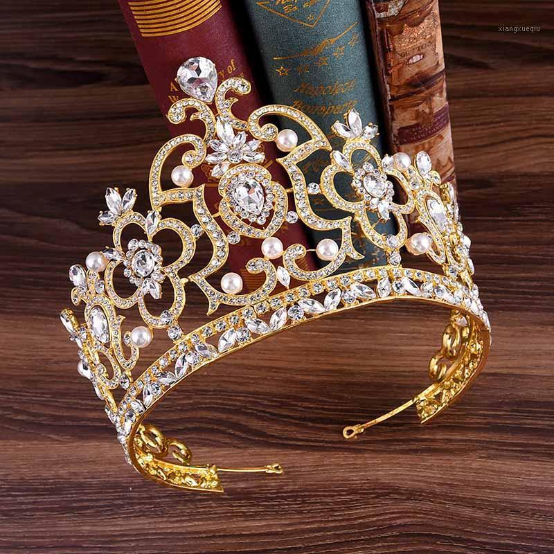 

Hair Clips & Barrettes Luxury Sparkling Hollow Out Bridal Tiaras Crown For Women Girls Wedding Accessories Big Diadem Crowns BH, Golden;silver