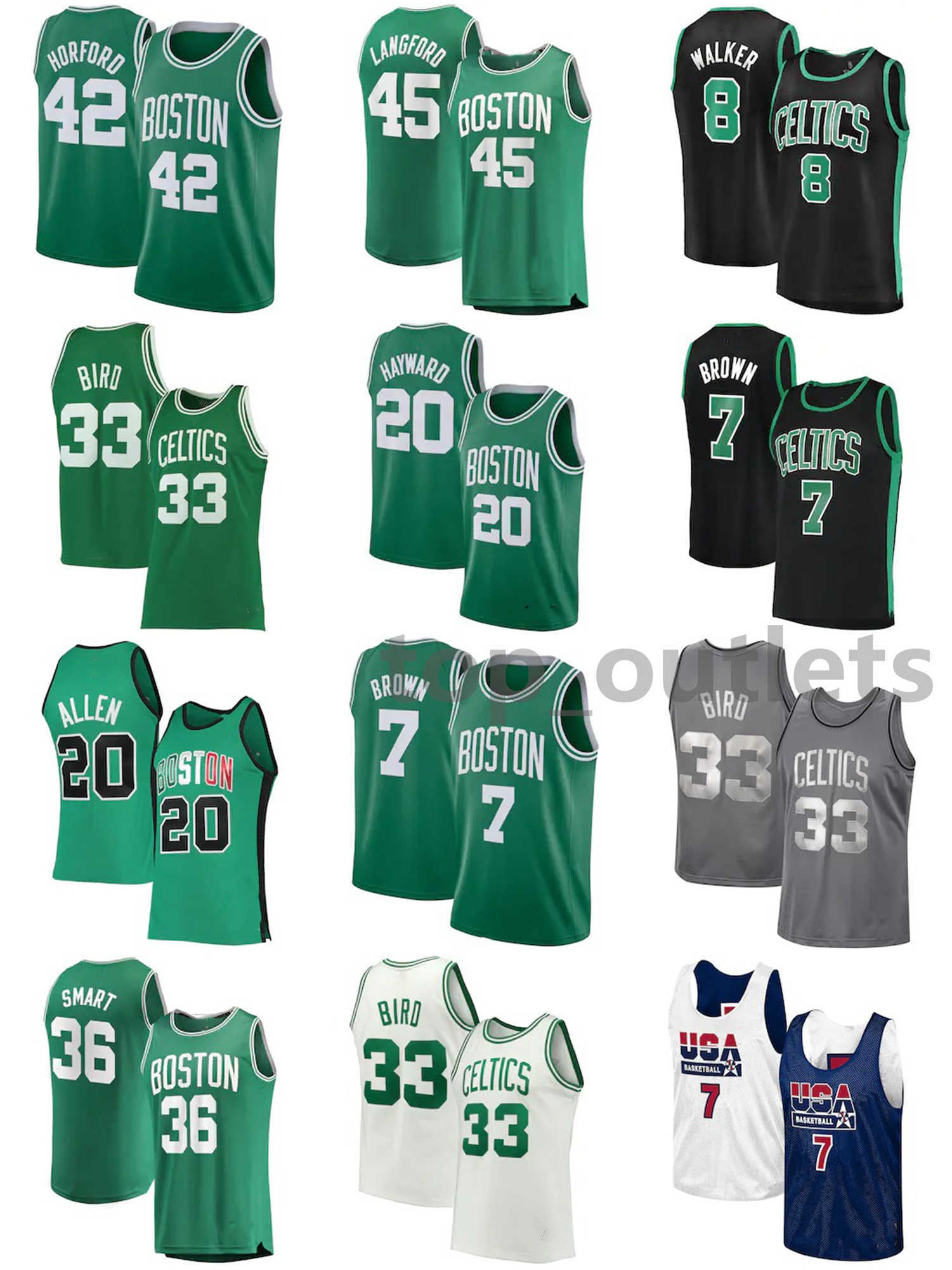 

Celtics Basketball Jerseys Larry Bird Jersey Rajon Rondo Al Horford Kemba Walker Ray Allen Gordon Hayward Jaylen Brown Mesh Stitched Size S-XXXL Breathable, As photo