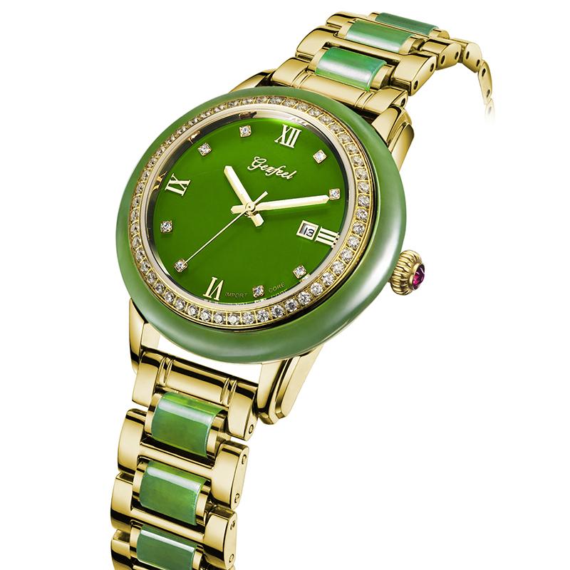 

Wristwatches Full Automatic Mechanical Watch Bottom Hollowed Out For Couples High-Grade Gift Box Packaging Jade Strap Couple Watches, Y11
