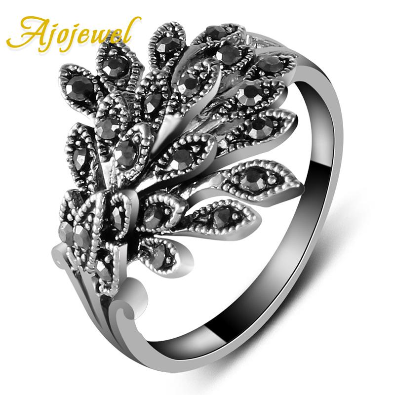 

Cluster Rings Ajojewel Brand Black CZ Phoenix Fashion For Women Animal Jewelry Bijoux Cute Gift