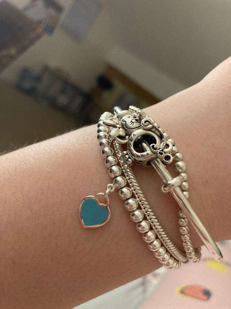 

Beaded, Strands TF925 Sterling Silver Ladies Bracelcet Classic Enamel Heart-shaped Tag Bead Bracelet European American Love Holiday Gift