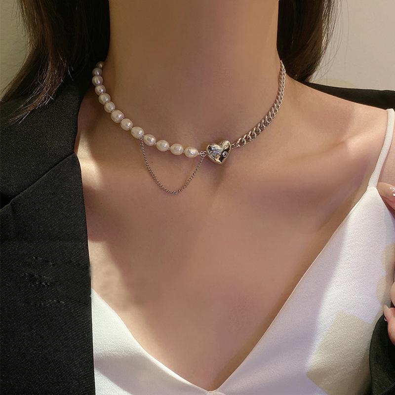 Pendant Necklaces 2021 Fashion Baroque Pearl Chain Necklace Women Collar Wedding Punk Toggle Clasp Circle Lariat Bead Choker Jewelry-image-699057049