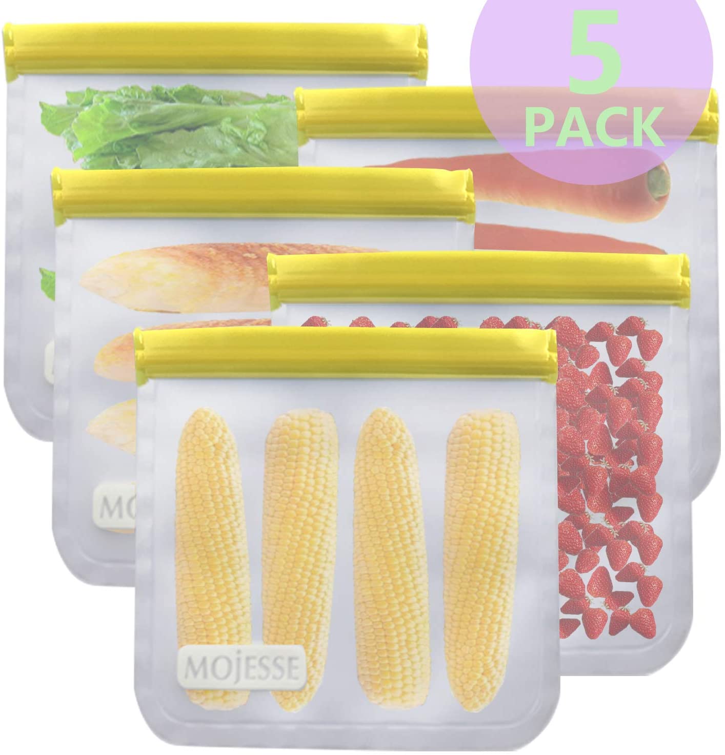 

5 Pcs Reusable Gallon Storage Bags Reusable Leakproof Freezer Bag