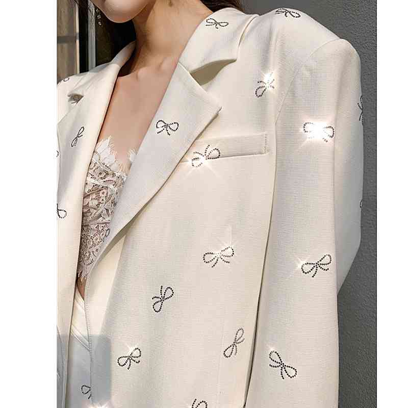 

women's sweaters get all female blazer set with skirt, long diamond and short skirt high waist, two pieces, h3f7, White;black