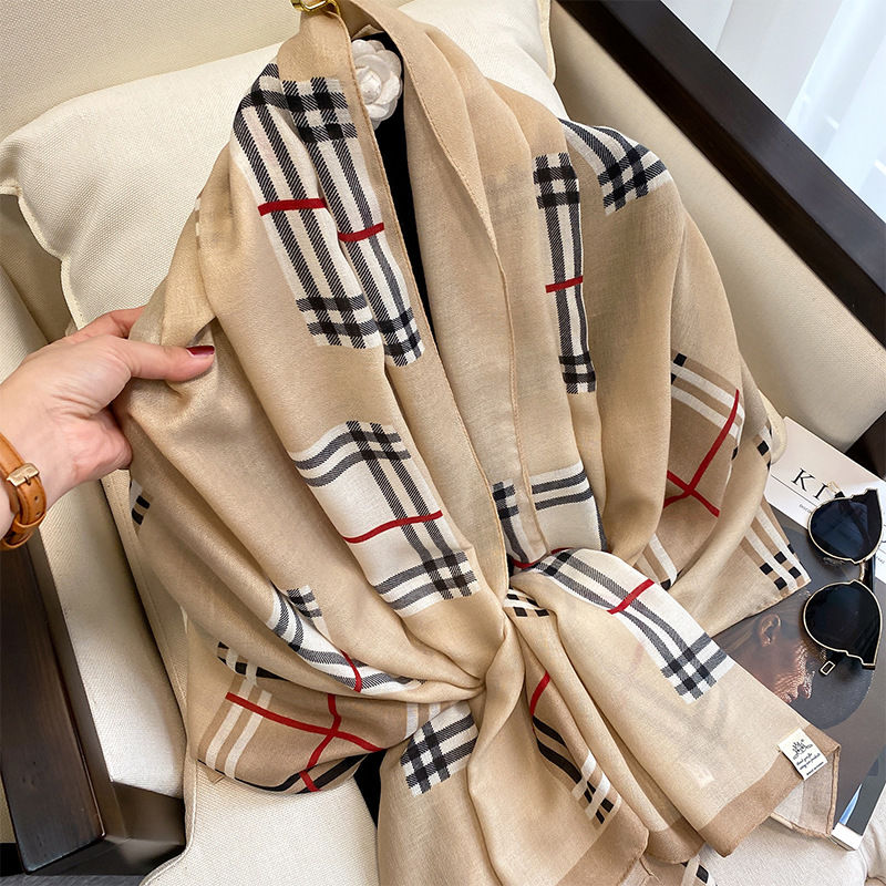 

2021 New Classic British Plaid Cotton Ladies High Quality Women Cashmere Scarf For Women Autumn And Winter Shawl Dual-use 01, Blue;gray