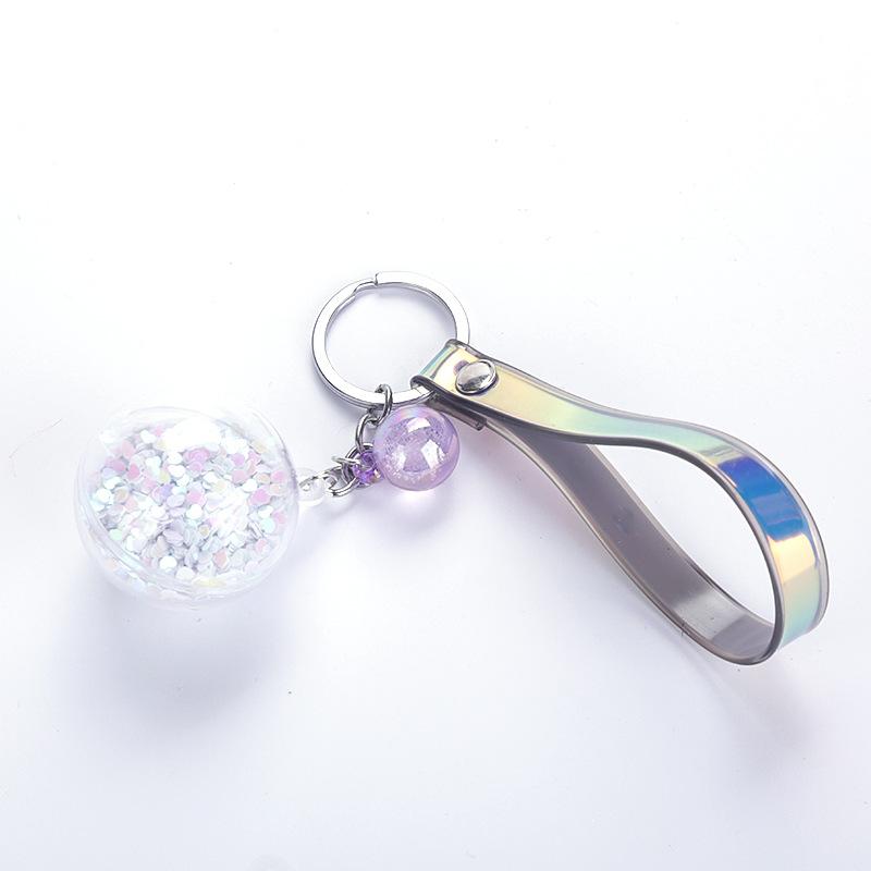 

Keychains Quicksand Sequin Keychain Pendant Eternal Flower PU Leather Cord Car Jewelry