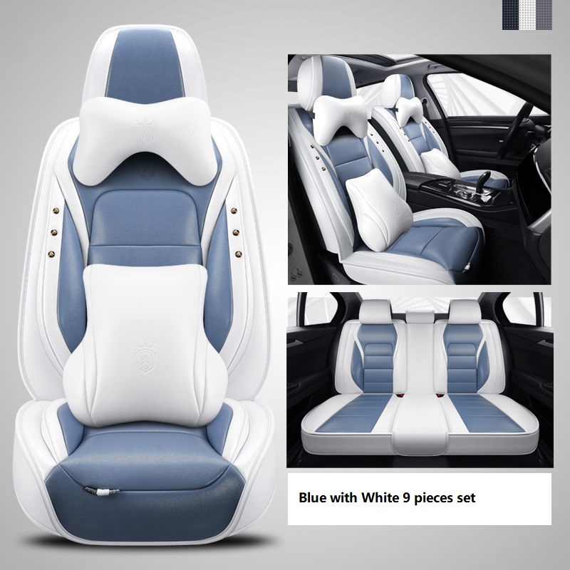 

Car Accessory Seat Cover For Sedan SUV Durable High Quality Leather Universal Five Seats Set Cushion Mats Including Front And Back Covers Fashionable Blue Design