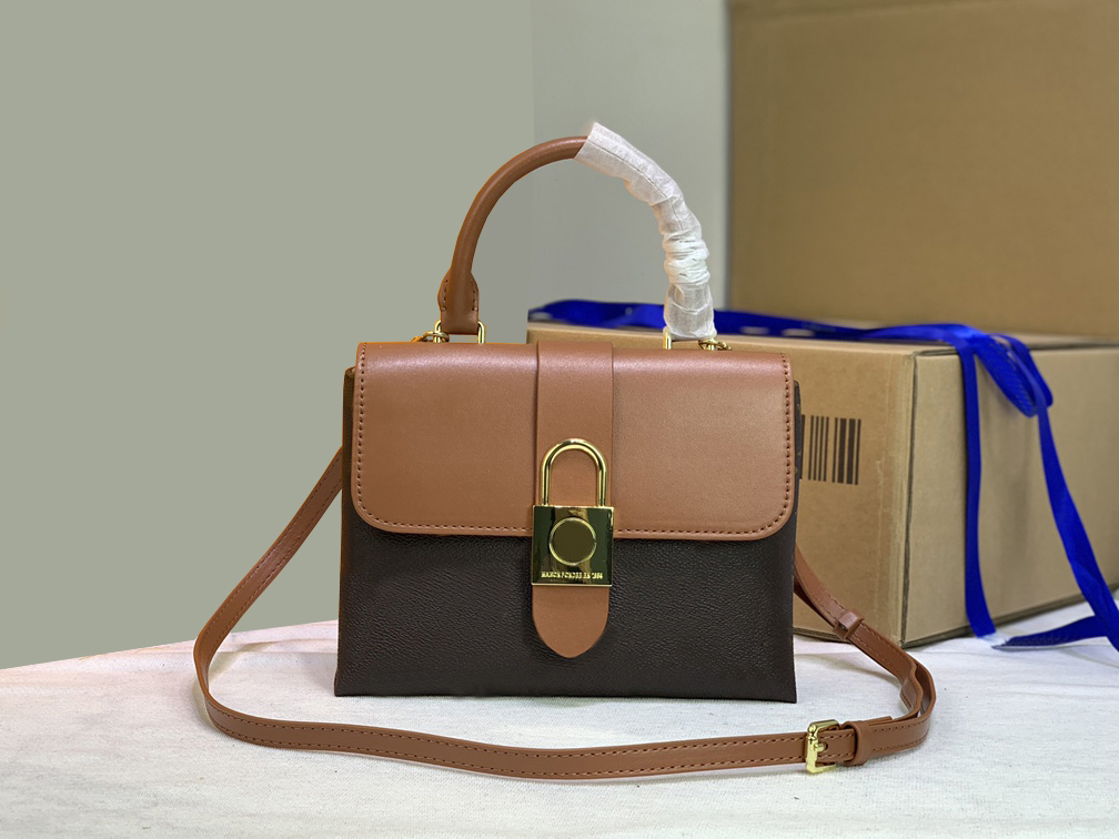 

2023 Women Handbags Luxurys Lady Shoulder Bags Leather Messenger Bag Classic Flowers Crossbody Purses Chains Plaid Totes M43577A, Old flowers (brown)