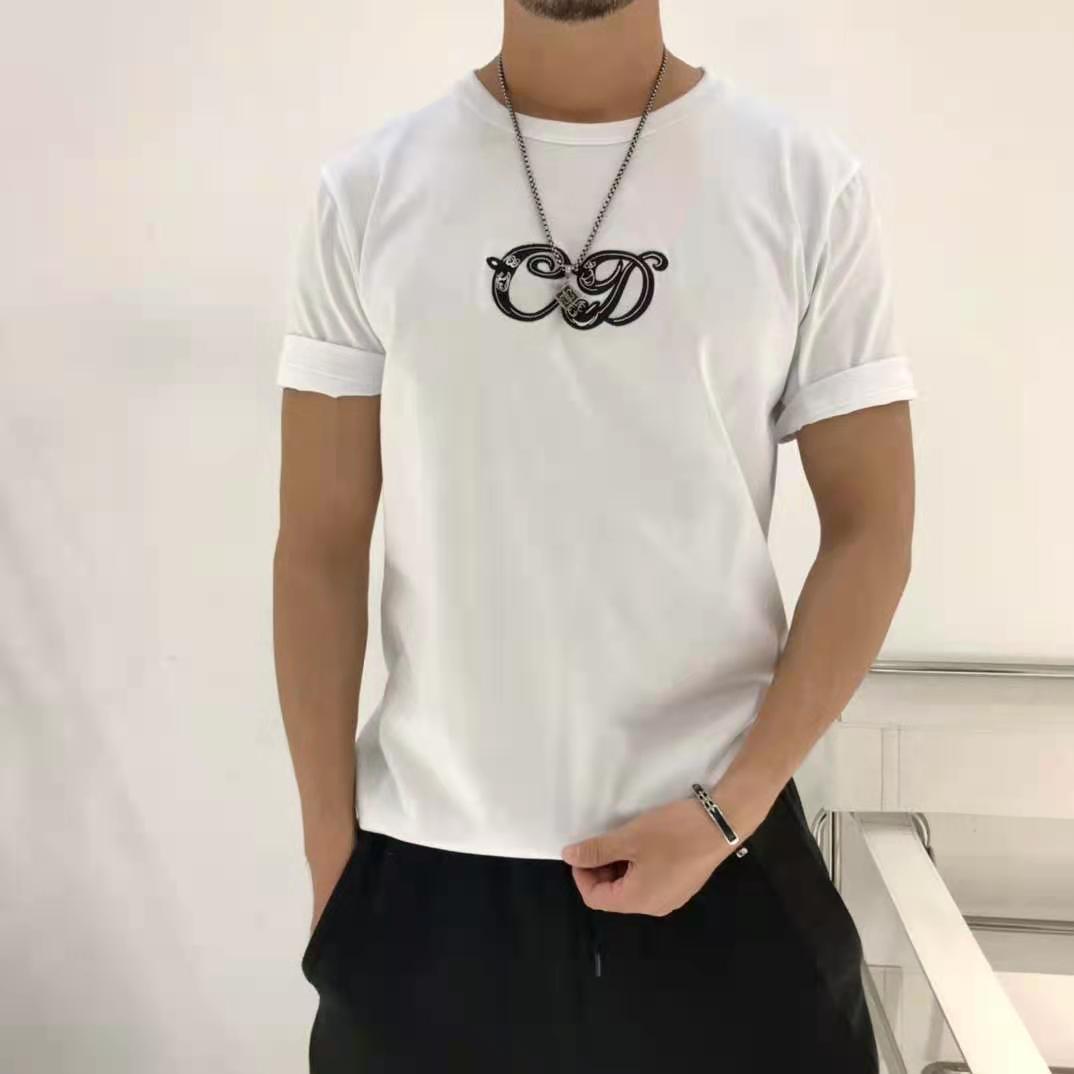 

spring 2021 and summer new CD Jiachao street graffiti embroidery Unisex bergdio short sleeve T-shirt half sleeve XQNM, White;black