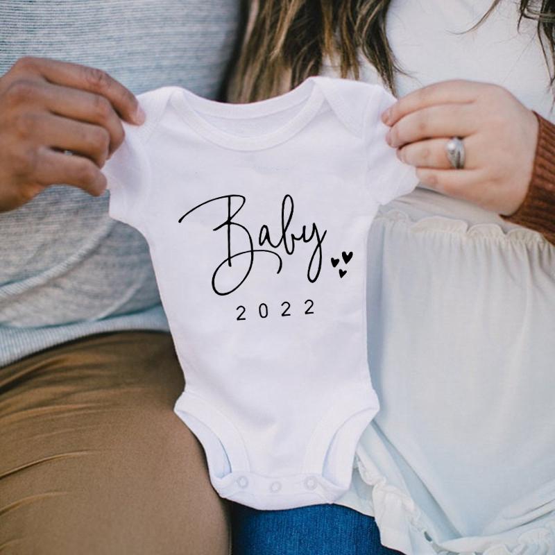 

Baby Announcement Coming Soon 2022 Born Bodysuit Summer Cotton Boys Girls Pregnancy Reveal Ropa Rompers, Blank romper