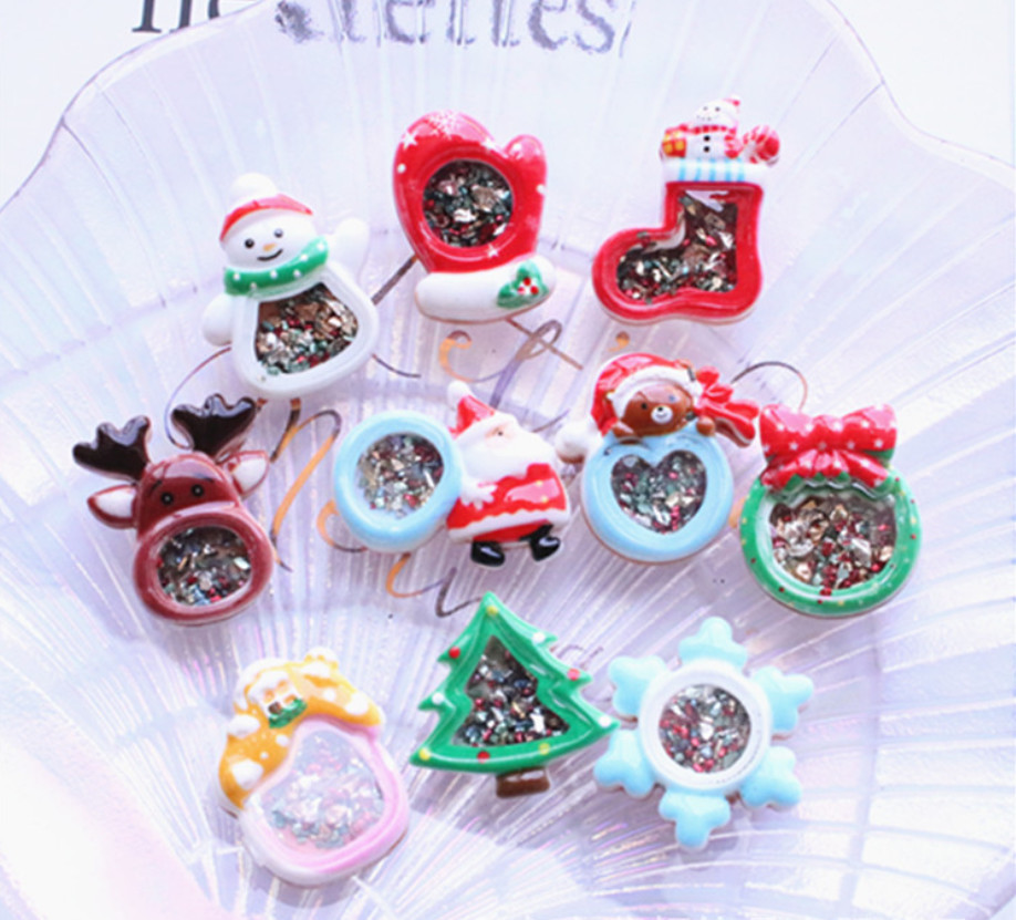 

2020 Christmas Flatback Resin Cabochons Embellishments DIY Craft Hair Bows Accessories