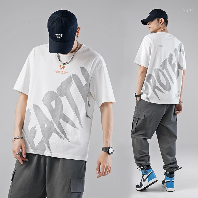 

Men's T-Shirts Big Letters Printed Short Sleeve Tshirts Summer Hip Hop Casual Cotton Tops Tees Oversized Fashion Streetwear, Beige