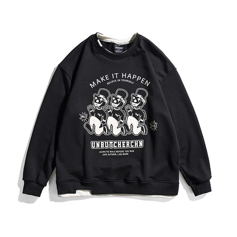 

City fanpin 2021 new four color clown bodyguard fashion brand round neck men's long sleeve spring clothes teenagers, White