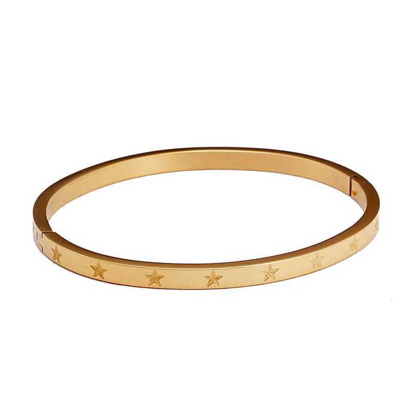 

Fashion Stainless Steel Rose Gold Cuff Bracelets Star Bangles & Bracelets for Women Wedding Party Jewelry Pulseira Q0719