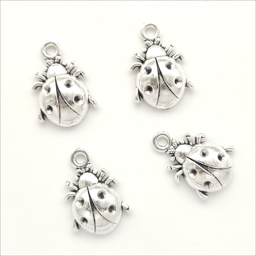

Wholesale 100pcs Ladybug Lady beetle Tibetan Silver Charms Pendants for jewelry making Earring Necklace Bracelet Key chain accessories 19*13mm DH010