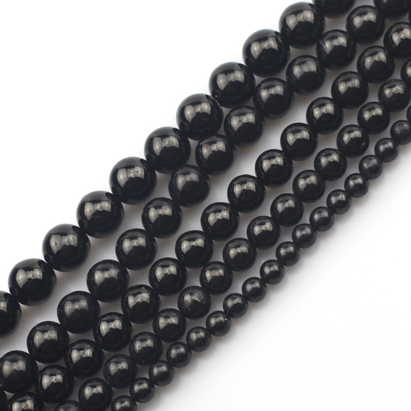 

round jet natural stone DIY loose beads for jewelry making strand 15" whole !