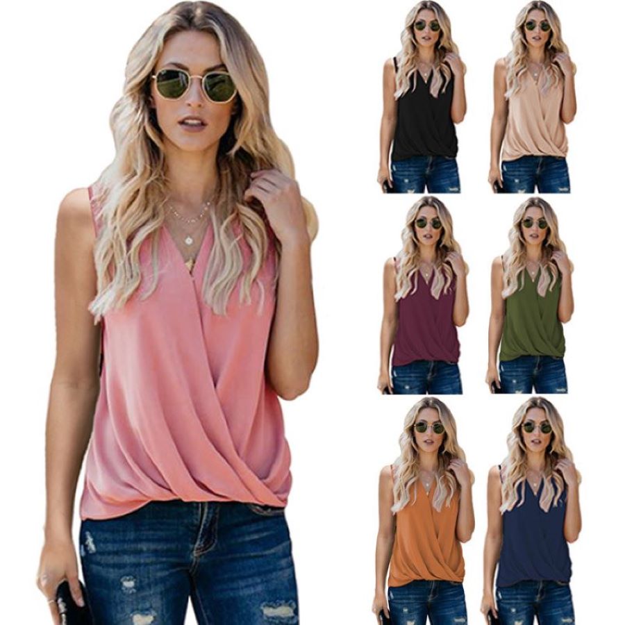 

Womens V Neck Tanks Lady Daily Solid Color Tops Women' Looser Tank Girls Clothing Casual Lady Tops Breathable Tiered Summer Top, Pink