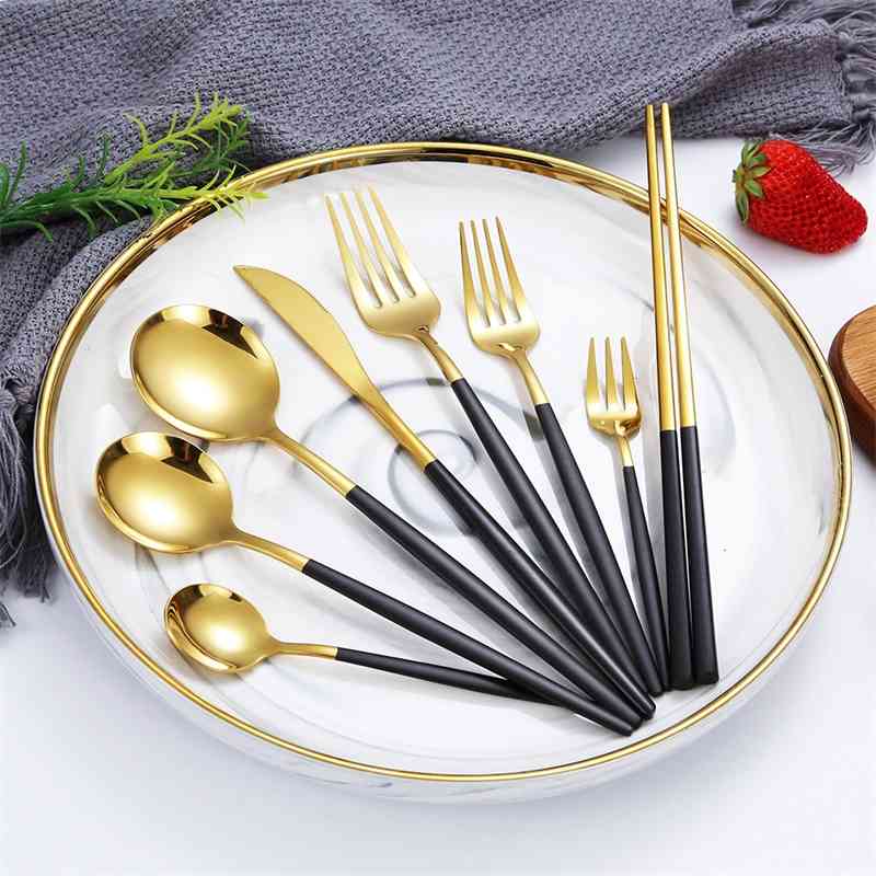

304 stainless steel Portugal Hotel Western tableware steak knife and fork spoon chopsticks set