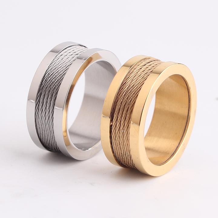 Cluster Rings Domineering Personality Gold And Silver Color Cable 316L Stainless Steel Finger For Men Women Wholesale-image-708311109