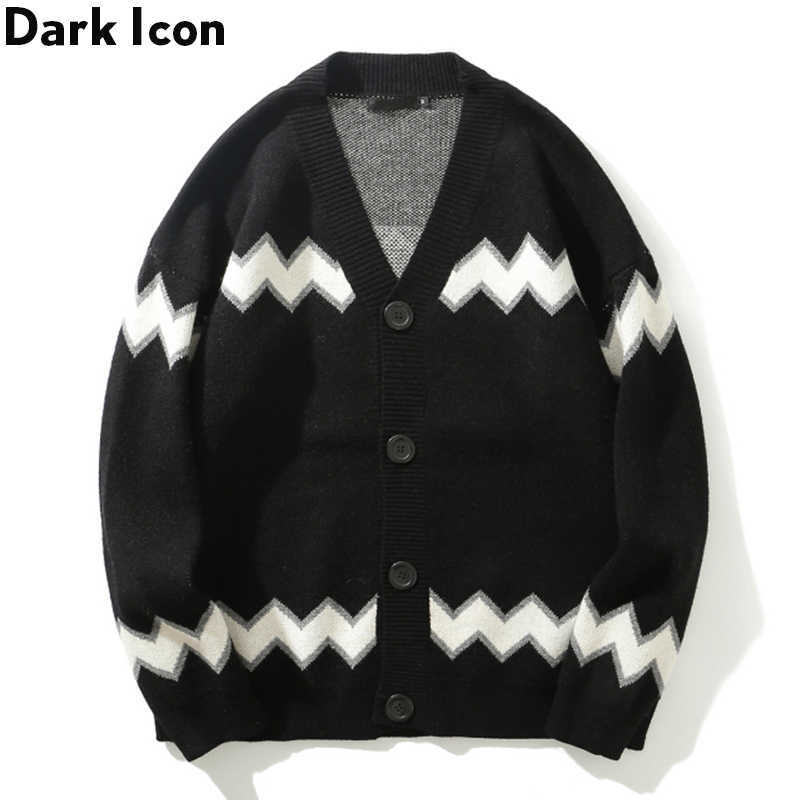 

Waves Cardigan Sweaters Men Hip Hop Street Men's Sweater Knitwear Streetwear Oversized Sweaters for Men 210603, Black sweater
