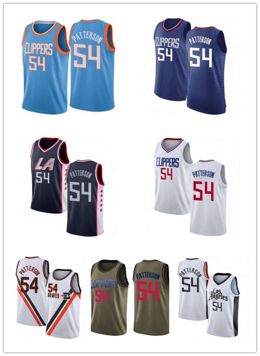 

2021 Patrick custom men women youth 54 Patterson Los Angeles Clipper basketball jerseys red Blue jersey leave number name, Black;red