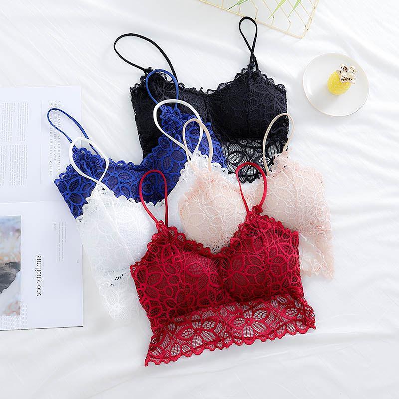 

Lace Strapless Bust Out Women Wear Beautiful Girl Back Render Bra Straps Outside Small Vest Female Camisoles & Tanks, Beige