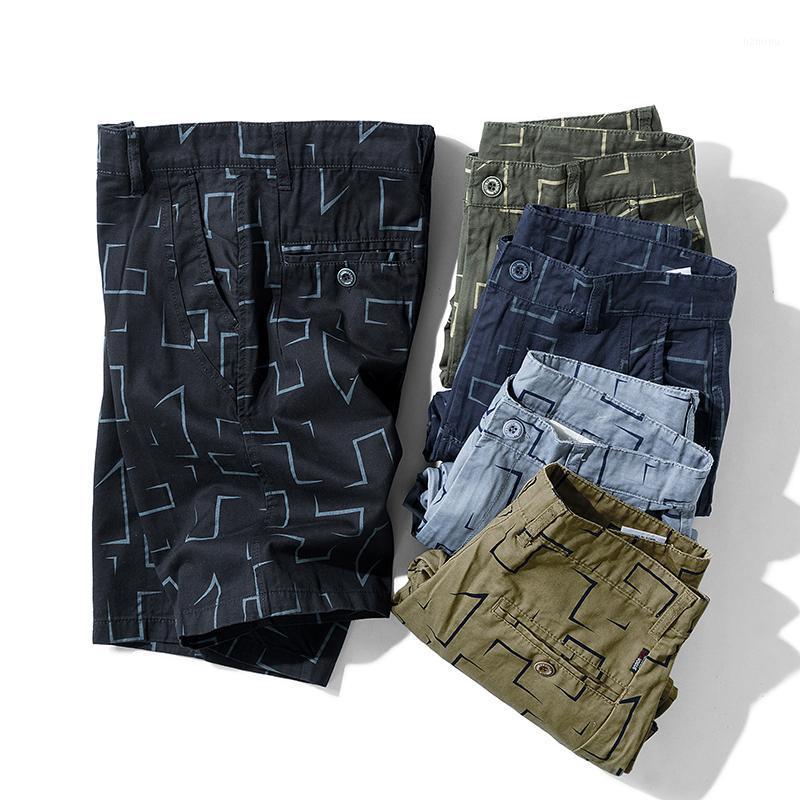 

Men's Shorts Casual Summer Printed Business Style Work 4 Color Options Without Belt, Blue