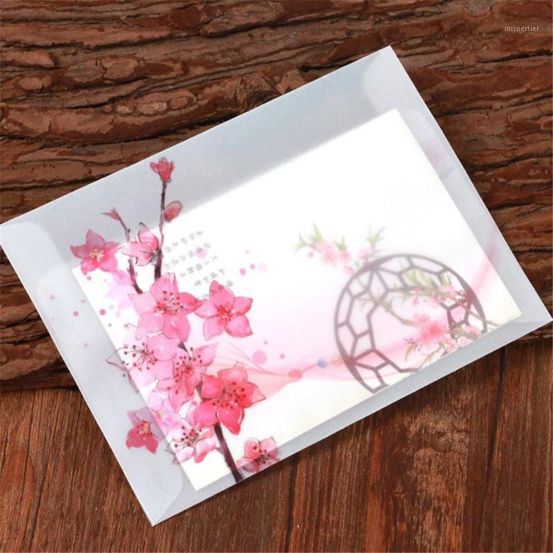 

Gift Wrap 10pcs Vintage Peach Blossom Sulfuric Acid Paper Envelope Greeting Card Cover Kawaii Stationery Translucent Envelopes