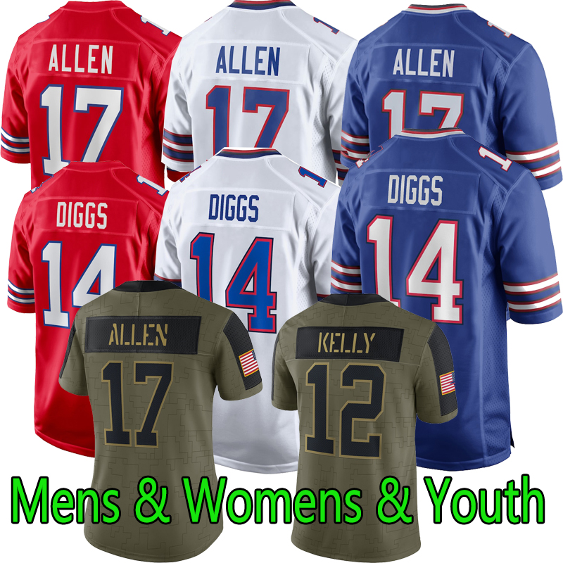 

#17 Josh Allen 14 Stefon Diggs 11 Cole Beasley Football Jersey 26 Devin Singletary 27 Tre'Davious White 49 Tremaine Edmunds Ed Oliver Micah Hyde Mens Women Youth Jerseys, Youth white s-xl