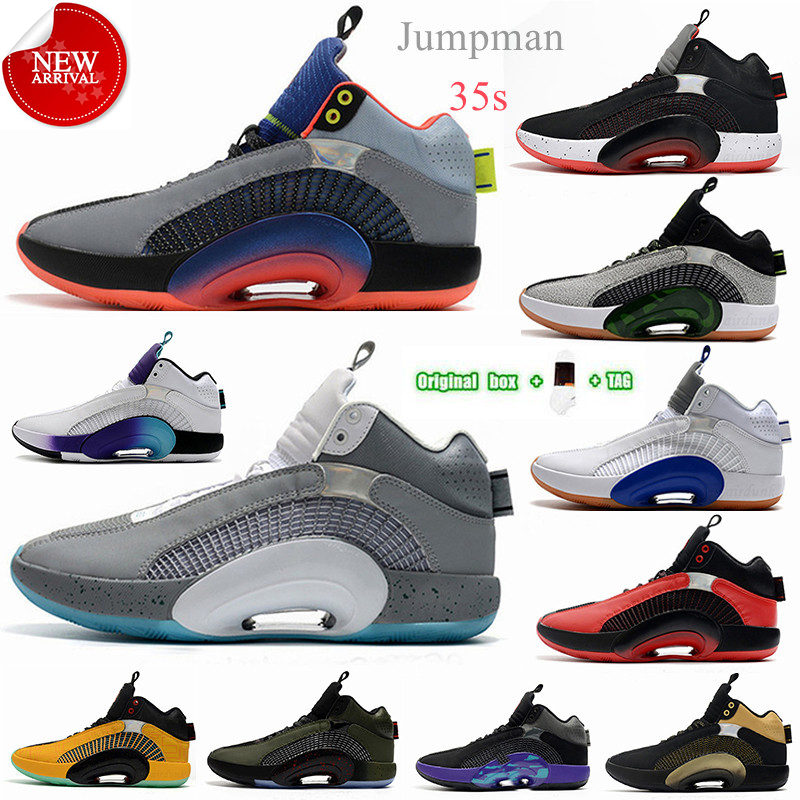 

[With box]Top Quality mens Basketball Shoes Jumpman 35s Center of Gravity 35 union Bred Bayou Boys DNA Morpho Sisterhood man trainers Black White red sports sneakers #12