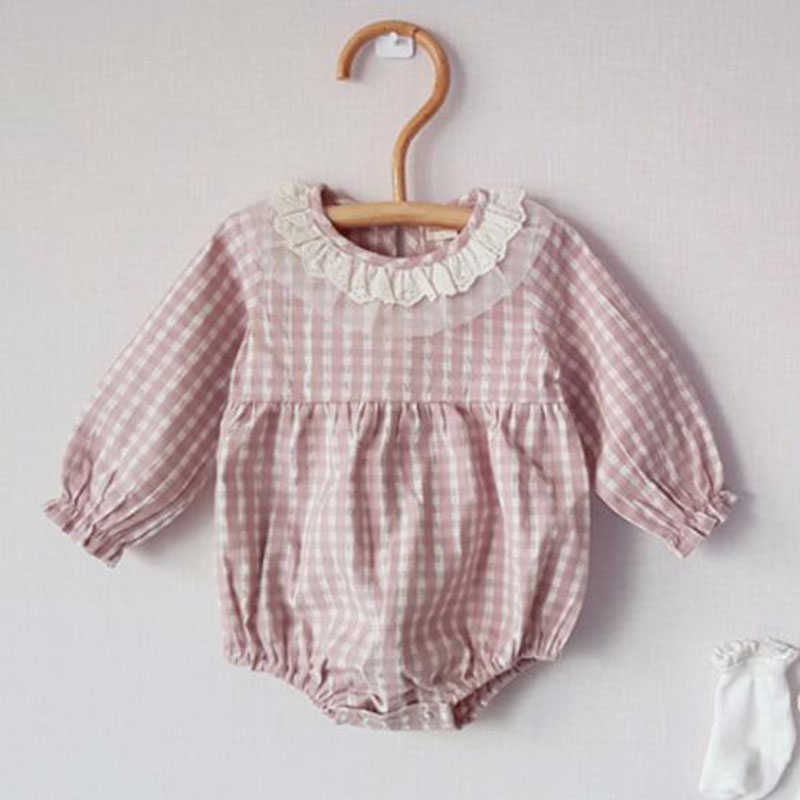

Infant Baby Rompers Baby Girls Long Sleeve Grid Lace Collar Clothes Rompers Spring Autumn Baby Girls Rompers 0-3Yrs 210722, K2817 white