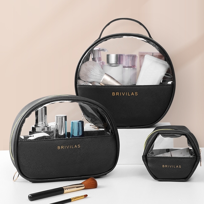 

Ins set transparent PVC cosmetic bag, Black