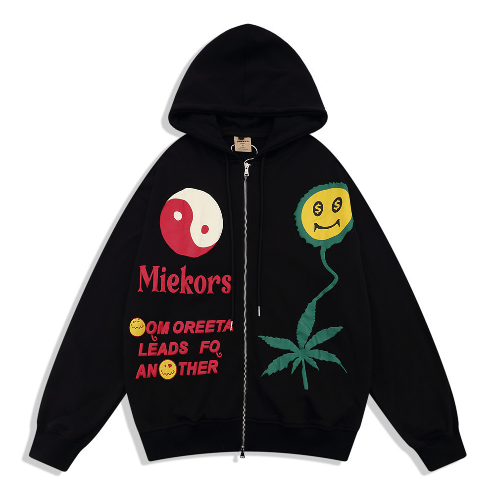 Funny Foam Printed Zipper Sweatshirts Men Womens Cardigan Novelty Fleece Hoodies Oversized Sweatshirt Men's Fashion Hip Hop Tops