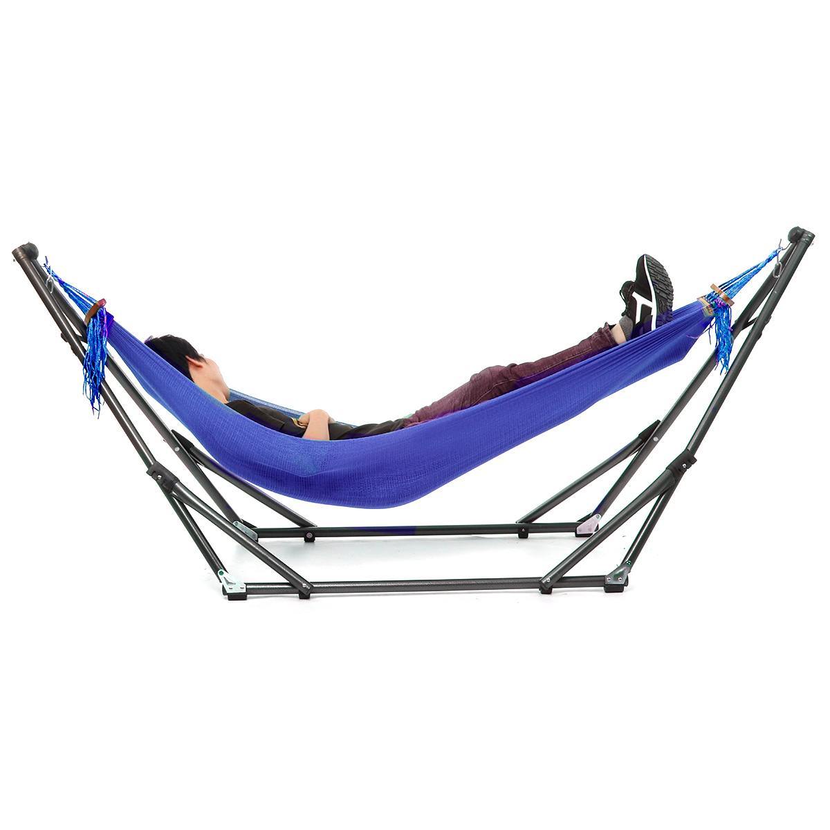 

Portable Folding Steel Pipe Sleeping Swing Hammock Stand Bag Kit Set Garden Outdoor Hunting Camping Furniture 250KG