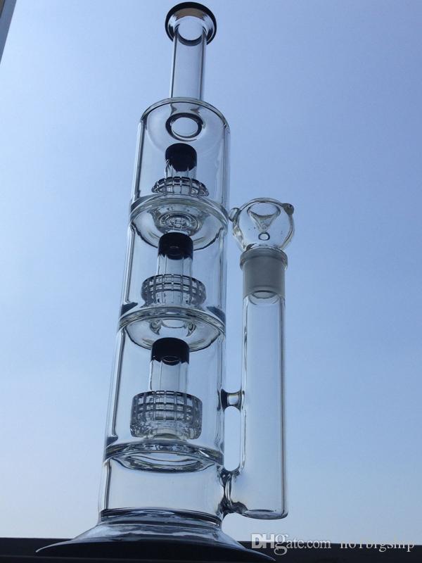 

16.5inchs Three Layers Matrix Perc Hookahs gravity Glass Bong Bubbler Recycler Dab Rigs Smoke Glass Water Pipes with 18mm Bowl