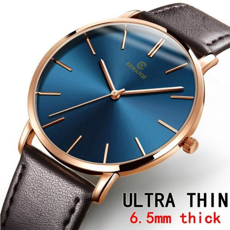 

Wristwatches Luxus Herren Uhr Thin Mens Watches Blue Dial Fashion Quartz Stocks Men's Watch Reloj De Lujo Hombre Erkek Kol Saati 2021, Black 1