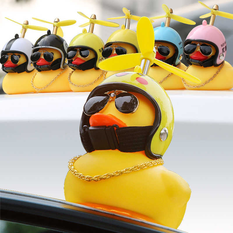 

Car Decorations Duck With Helmet Propeller Rubber Cool Glasses Duck for Car Styling Bike or Motorcycle Decoration Toy Duck