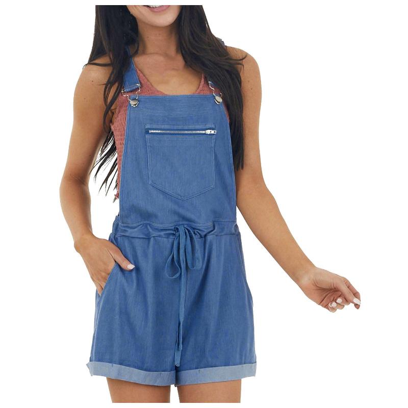 

Women' Pants & Capris Women Sleeveless Jumpsuits Leisure Fashion Pure Color Cowboy Jumpsuit Bodysuit, Blue