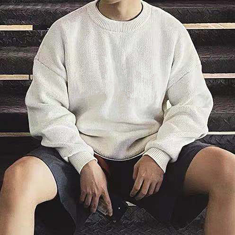 

Mens Front Lettering Knit Sweatshirts Crewneck 7 Colors Casual Oversized Knitted Sweaters Men Women Hip Hop Streetwear MG210097, Navy