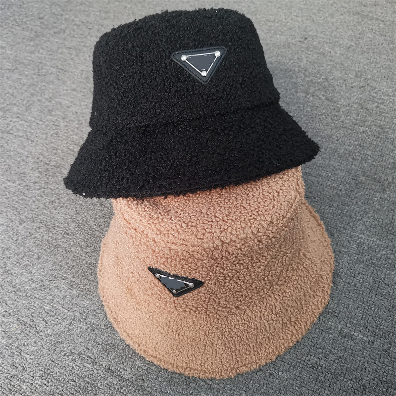 

2021 Inverted triangular Teddy velvet wide brimmed hat women's outdoor soft Bucket cap portable artificial wool fisherman hats travel winter warm sunscreen, White