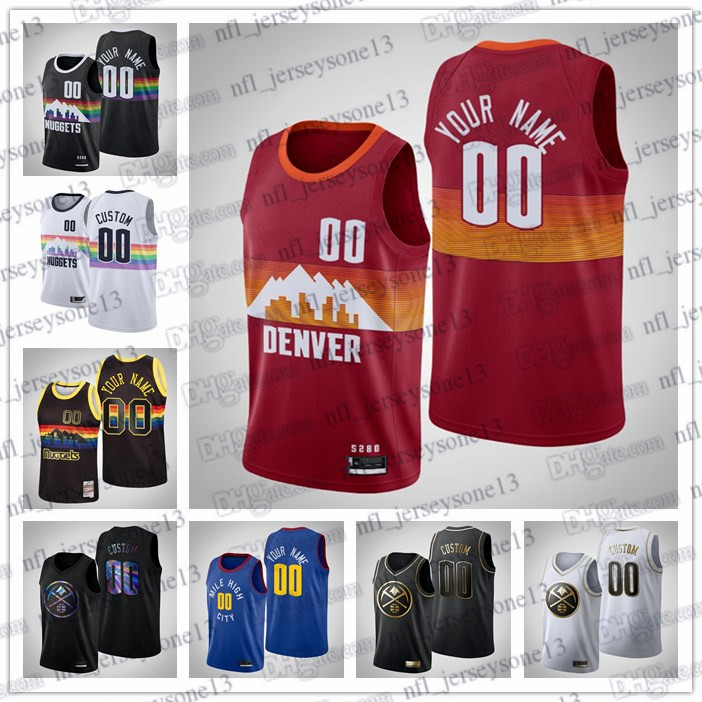 

Custom Denvers Men women youth 2020-21 Nuggetss 00 Red black white City Jersey