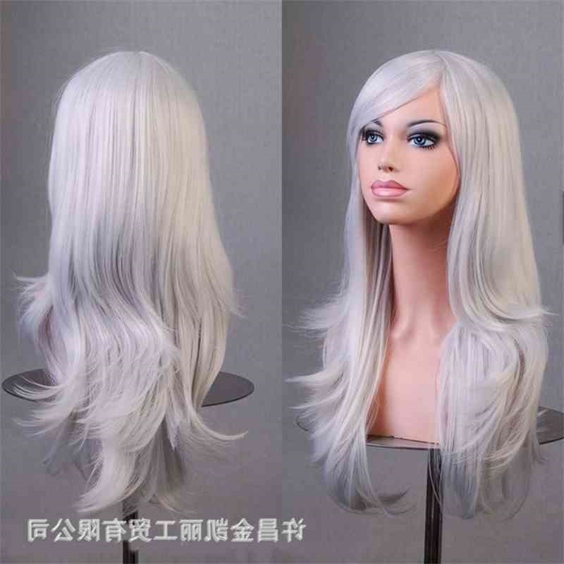 

female Hot selling wig long curly hair cos chemical fiber high temperature silk false head cover multi-color optional, Red