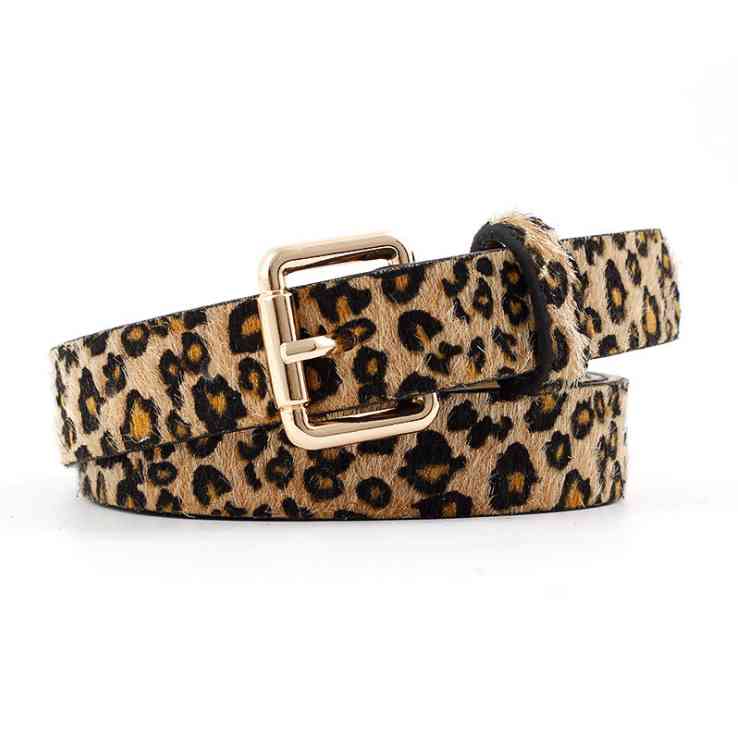 

Leopard Pants Waist Belts for Women Faux Fur Animal Print Belts, Black