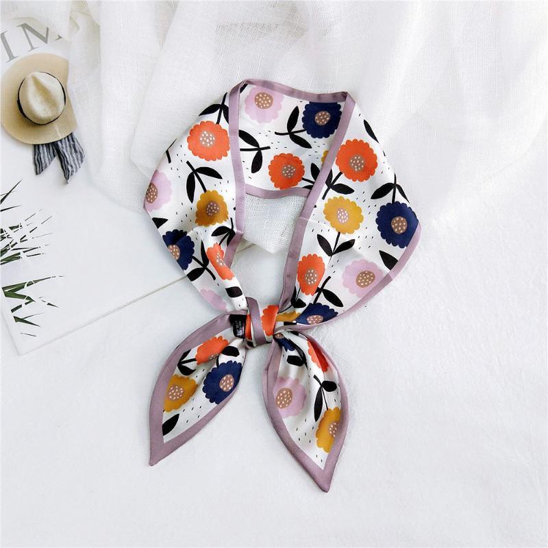 

Scarves Fashion Peach Print Bag Scarf Silk Skinny For Women Head Long Handle & Wraps, Blue;gray