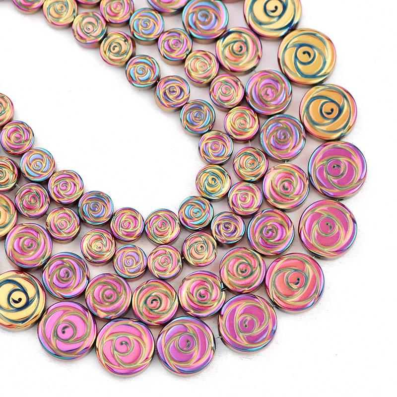 

Other Rose Red Flower Shape Hematite Natural Stone 6/8/10MM Spacers Loose Beads For Jewelry Making Diy Bracelets Necklace Accessories