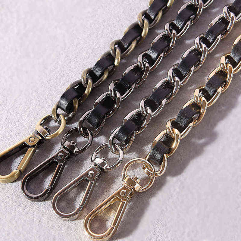 

DIY Black PU Leather Purse Handle 11mm Replacement Metal Gold, Silver, Bronze, Gun Black Shoulder Crossbody Bag Chain Straps 211101