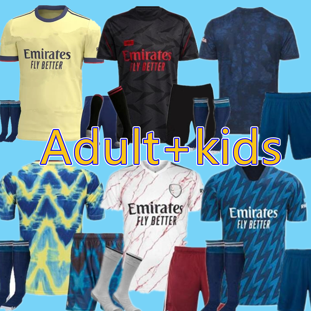 

new season Arsen soccer jersey 2021 2022 Gunners ODEGAARD PEPE SAKA THOMAS WILLIAN TIERNEY 20 21 22 football shirts Men Kids, Black;yellow